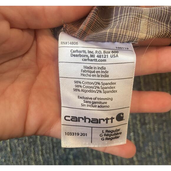 Carhartt Pearl Snap Shirt Mens Large Relaxed Fit Plaid Flannel relaxed fit - Picture 4 of 5
